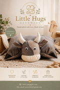Little Hugs Handmade roku darba spilvens-rotaļlieta buļļa formā