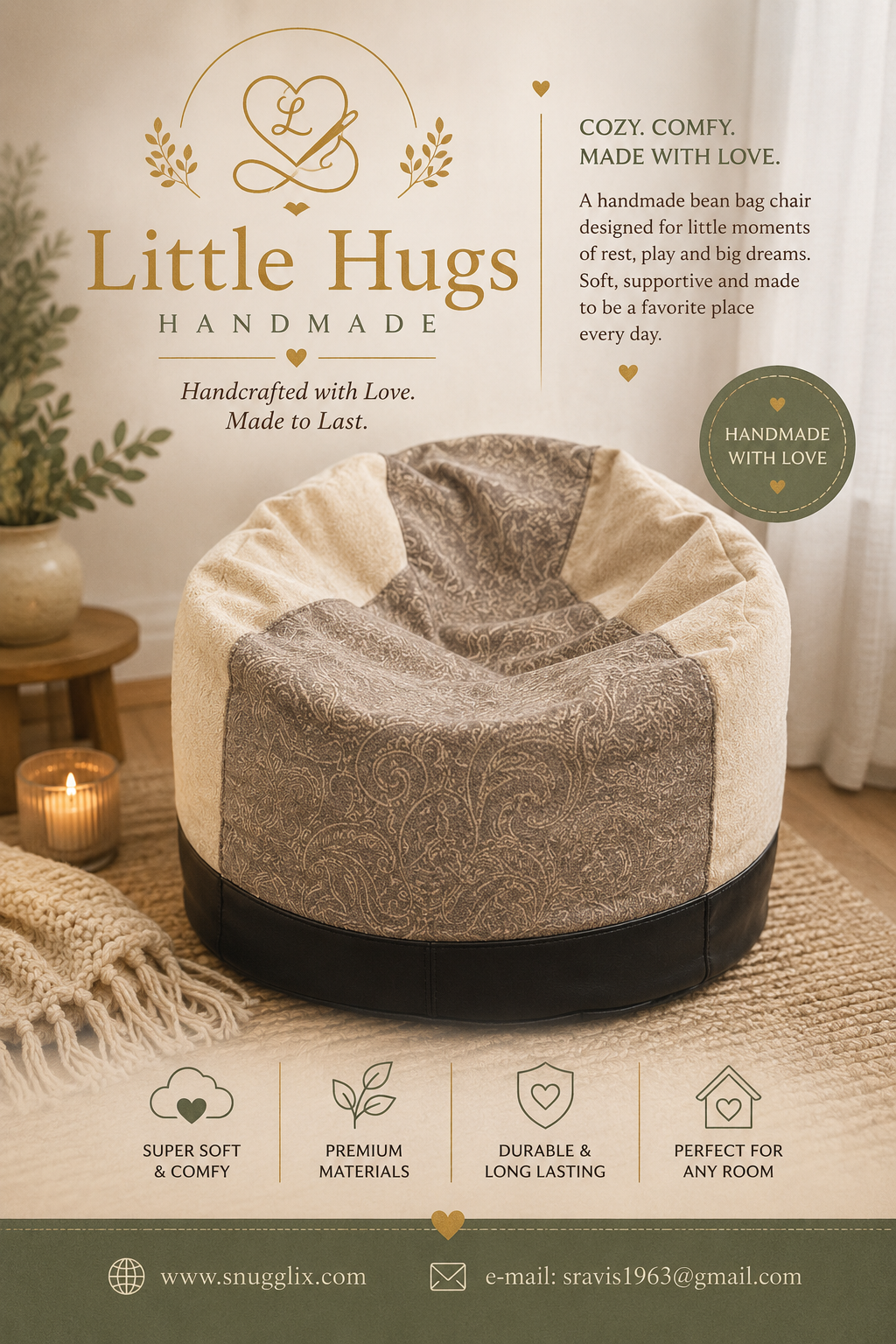 Velvet Bean Bag Pouf