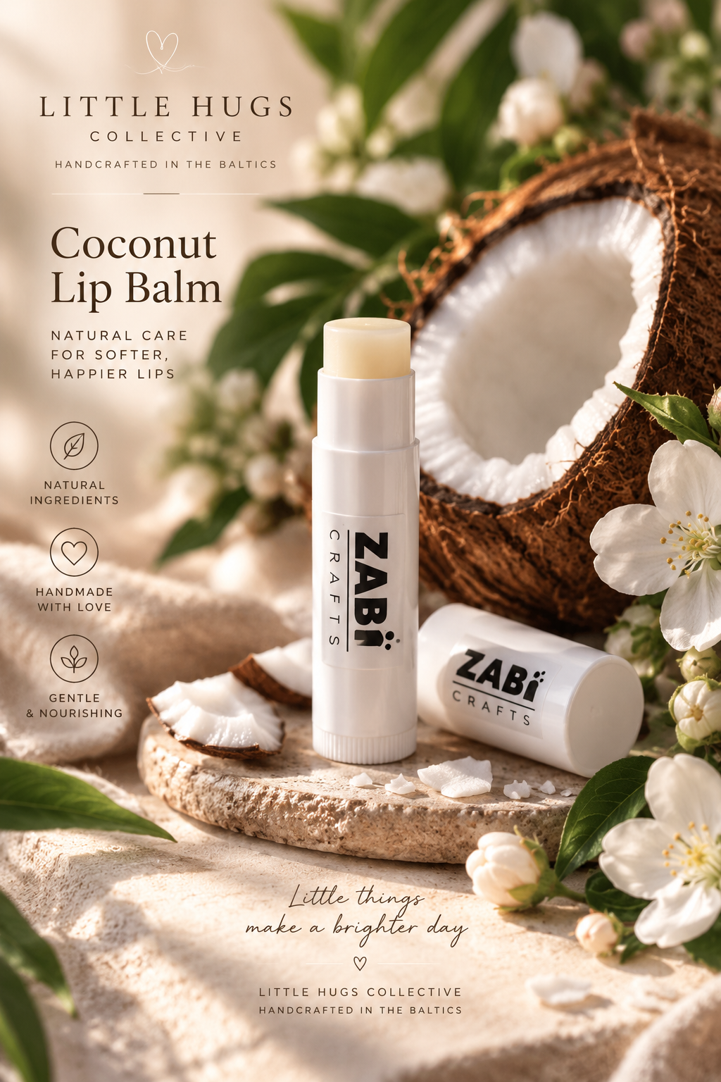 Natural Coconut Lip Balm, 5 g