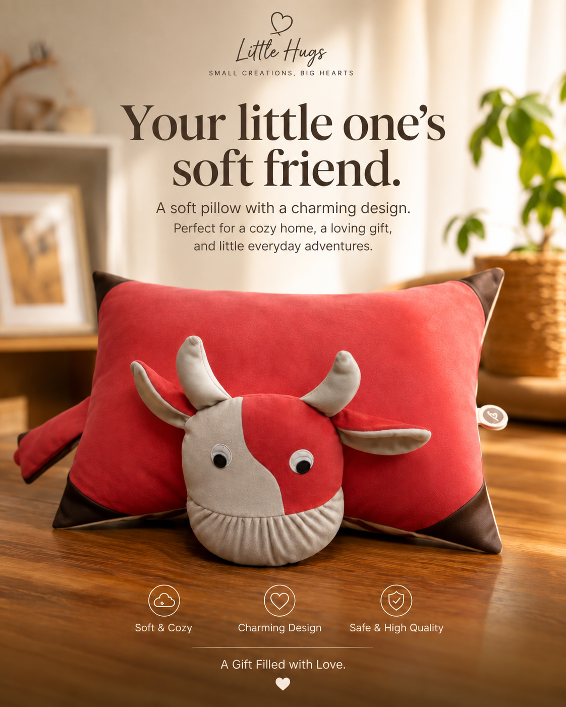 Little Hugs Handmade — Velvet Cow Pillow Toy