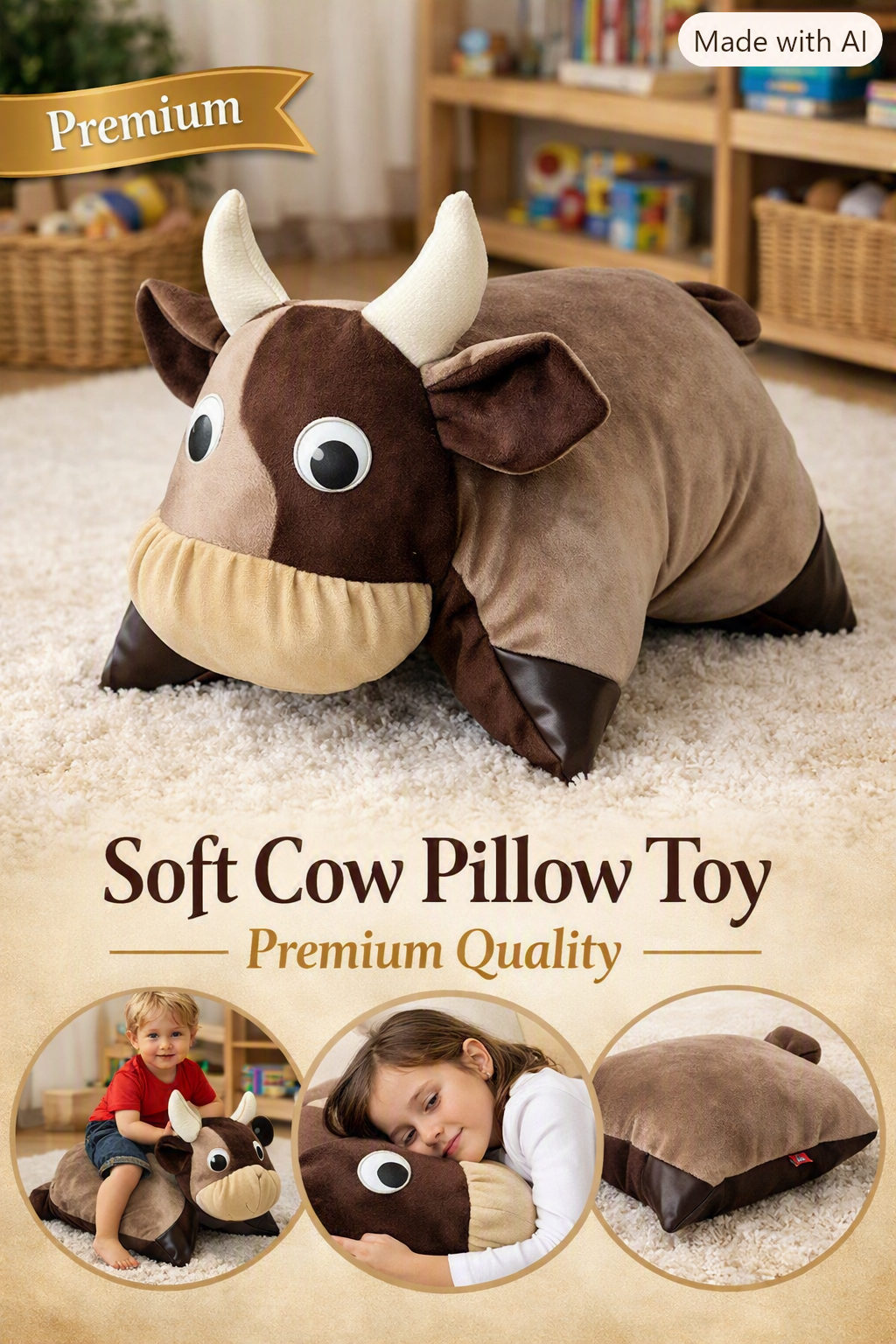 Little Hugs Handmade — Handmade Pillow Toy (Bull Design)